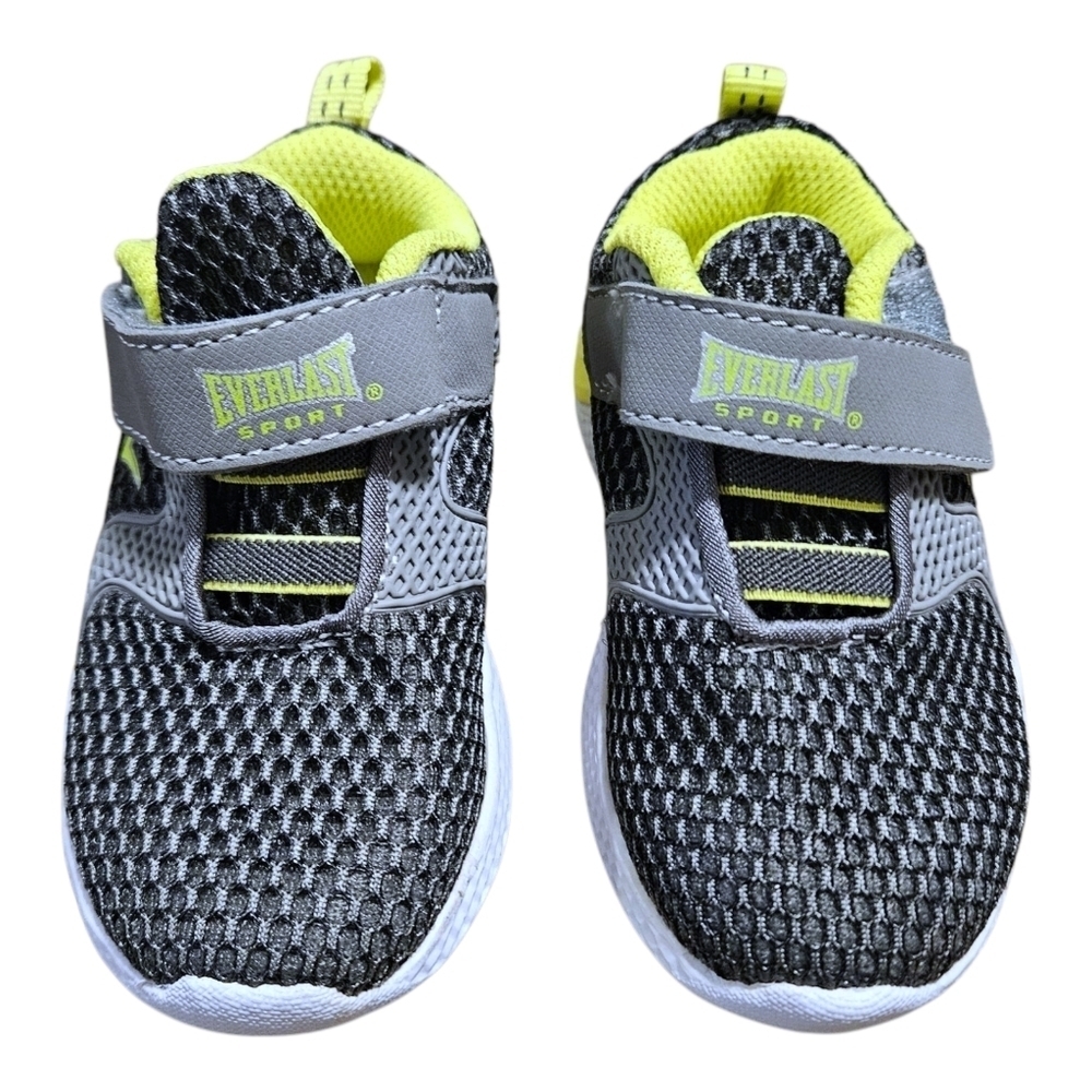 Everlast Baby Shoes Size 6M Gray/Black Mesh Sneakers with Easy Close Strap EUC
